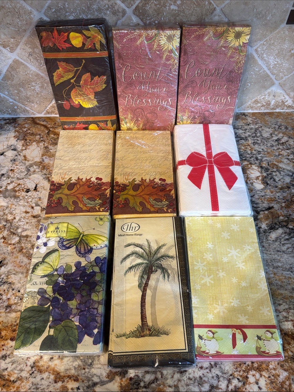 Assorted Decorative Paper Napkins - Fall, Floral, Bow & Tropical Designs set-9